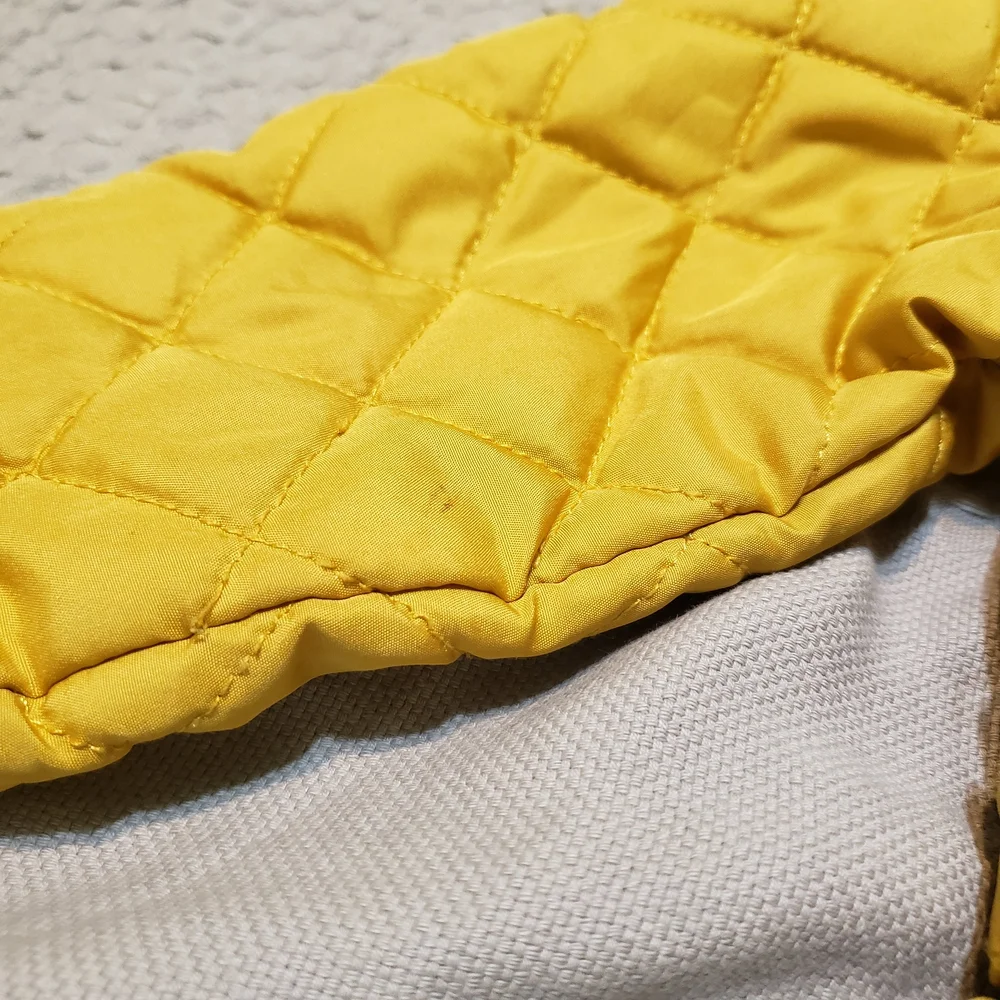 Me Jane Mini Mustard Yellow Quilted Puffer Jacket Faux Fur Lined 3T
